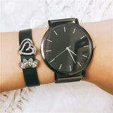 Vinnie Stainless Steel Keeper Bracelet Set with Mesh Wristwatch