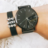 Vinnie Stainless Steel Keeper Bracelet Set with Mesh Wristwatch