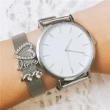 Vinnie Jewelry Silver Mesh Bracelet Set with Wristwatch