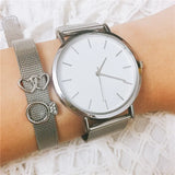 Vinnie Jewelry Silver Mesh Bracelet Set with Wristwatch