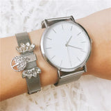 Vinnie Jewelry Silver Mesh Bracelet Set with Wristwatch