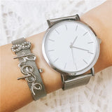 Vinnie Jewelry Silver Mesh Bracelet Set with Wristwatch