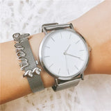 Vinnie Jewelry Silver Mesh Bracelet Set with Wristwatch