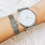 Vinnie Jewelry Silver Mesh Bracelet Set with Wristwatch