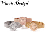 Vinnie Stainless Steel Mesh Bracelet with Sunflower Charms