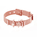 Vinnie Jewelry Stainless Steel Mesh Warp Bracelet Key North Star Slide Charms