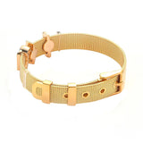 Vinnie Jewelry Stainless Steel Mesh Warp Bracelet Key North Star Slide Charms