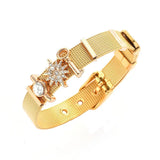 Vinnie Jewelry Stainless Steel Mesh Warp Bracelet Key North Star Slide Charms
