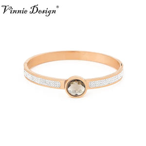 Vinnie Stainless Steel Bangle with Deluxe Crystals Bracelet