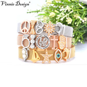 Vinnie Stainless Steel Mesh Bracelet Sets with Charms for Women