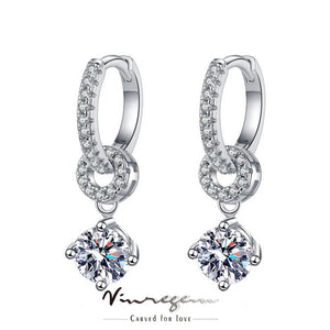 18K Plated 1CT VVS1 Moissanite Diamond Double Hoop Earrings