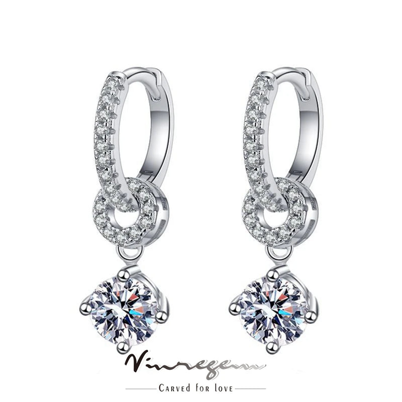18K Plated 1CT VVS1 Moissanite Diamond Double Hoop Earrings