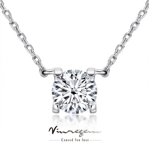 VVS1 1CT Moissanite Diamond Pendant Necklace 925 Silver