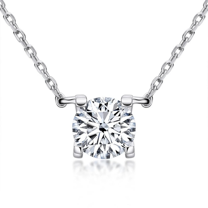 VVS1 1CT Moissanite Diamond Pendant Necklace 925 Silver