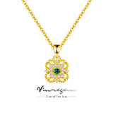 18K Plated Clover Sapphire Necklaces Women Gift 925 Silver