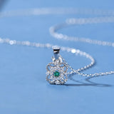 18K Plated Clover Sapphire Necklaces Women Gift 925 Silver