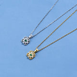 18K Plated Clover Sapphire Necklaces Women Gift 925 Silver