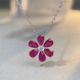 Flower Sapphire Gemstone Necklace 925 Sterling Silver Jewelry Gift