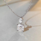 Square 3CT Sapphire Gemstone Necklace, 925 Sterling Silver Fine Jewelry