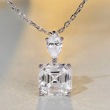 Square 3CT Sapphire Gemstone Necklace, 925 Sterling Silver Fine Jewelry