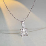 Square 3CT Sapphire Gemstone Necklace, 925 Sterling Silver Fine Jewelry