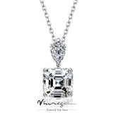 Square 3CT Sapphire Gemstone Necklace, 925 Sterling Silver Fine Jewelry