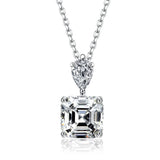 Square 3CT Sapphire Gemstone Necklace, 925 Sterling Silver Fine Jewelry