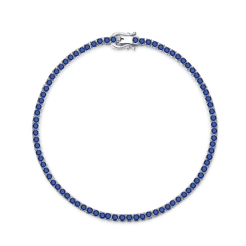 18K Sapphire Gemstones Bracelet Women 925 Silver Fine Jewelry