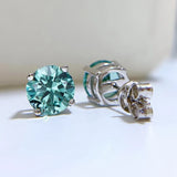 18K Sapphire Gemstones Stud Earrings For Women Anniversary Gift
