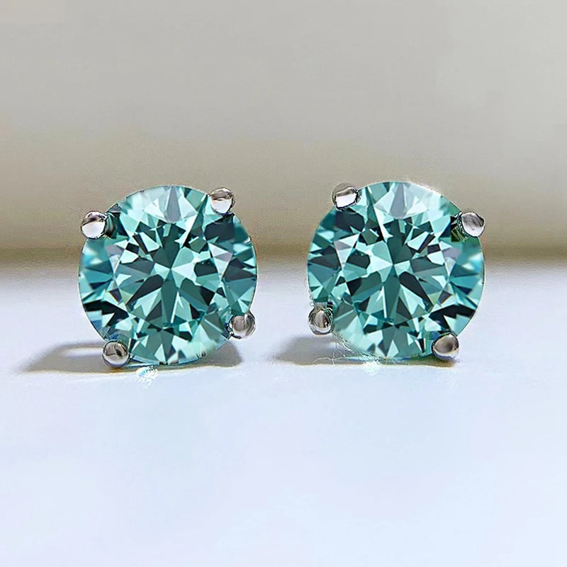 18K Sapphire Gemstones Stud Earrings For Women Anniversary Gift