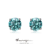 18K Sapphire Gemstones Stud Earrings For Women Anniversary Gift