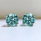 18K Sapphire Gemstones Stud Earrings For Women Anniversary Gift