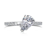 1CT Pear Cut Lab Sapphire Emerald Gemstone Open Ring 925 Sterling Silver