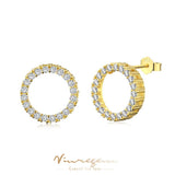 925 Silver 14K Yellow Moissanite Stud Earrings for Women