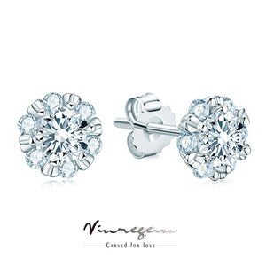 925 Silver 18K Moissanite Stud Earrings Fine Jewelry Gift