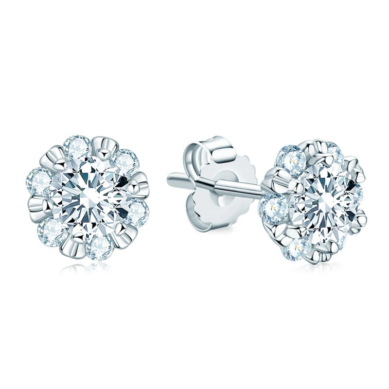 925 Silver 18K Moissanite Stud Earrings Fine Jewelry Gift