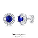 925 Silver Round VVS1 Sapphire Pink Moissanite Stud Earrings Gift