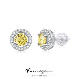925 Silver Round VVS1 Sapphire Pink Moissanite Stud Earrings Gift