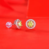 925 Silver Round VVS1 Sapphire Pink Moissanite Stud Earrings Gift