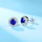 925 Silver Round VVS1 Sapphire Pink Moissanite Stud Earrings Gift