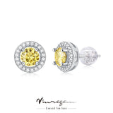 925 Silver Round VVS1 Sapphire Pink Moissanite Stud Earrings Gift