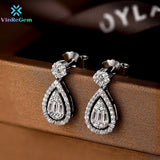 925 Silver Sapphire Moissanite Drop Earrings Ethnic Jewelry