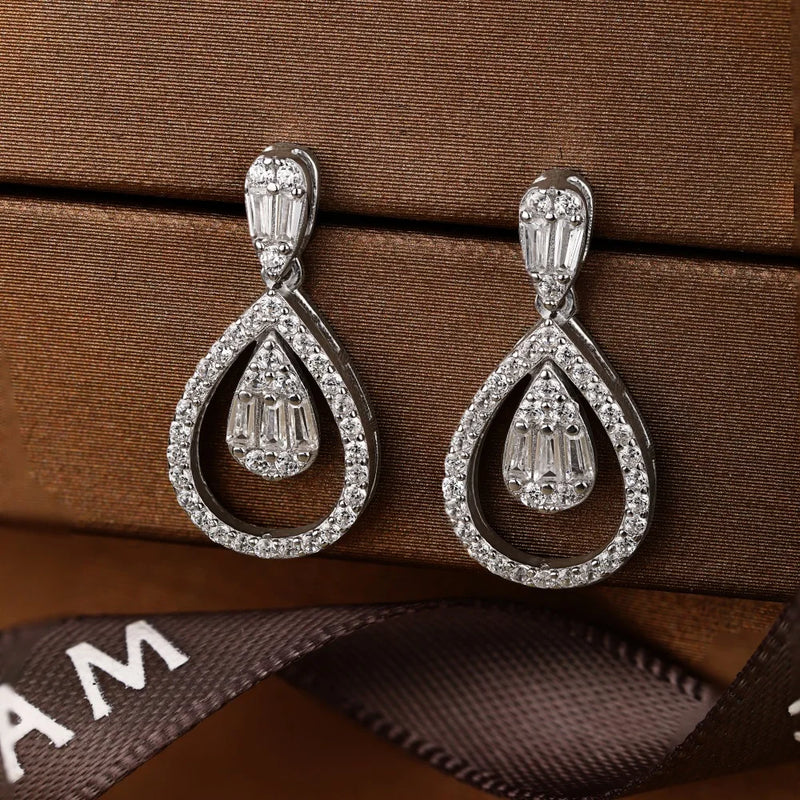 925 Silver Sapphire Moissanite Drop Earrings Ethnic Jewelry