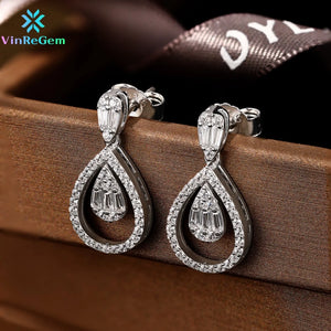 925 Silver Sapphire Moissanite Drop Earrings Ethnic Jewelry