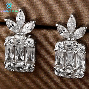 925 Silver Sapphire Moissanite Drop Earrings Women Ethnic Jewelry