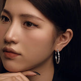 Hip Hop 925 Silver Moissanite Hoop Earrings Women Gift