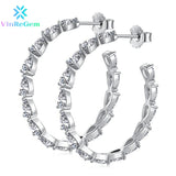 Hip Hop 925 Silver Moissanite Hoop Earrings Women Gift