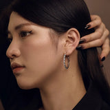 Hip Hop 925 Silver Moissanite Hoop Earrings Women Gift