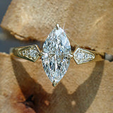 Marquise Cut 6*12 MM Lab Created Sapphire Gemstone Ring
