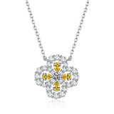 Plated Clover Sapphire Gemstones Necklace 925 Sterling Silver